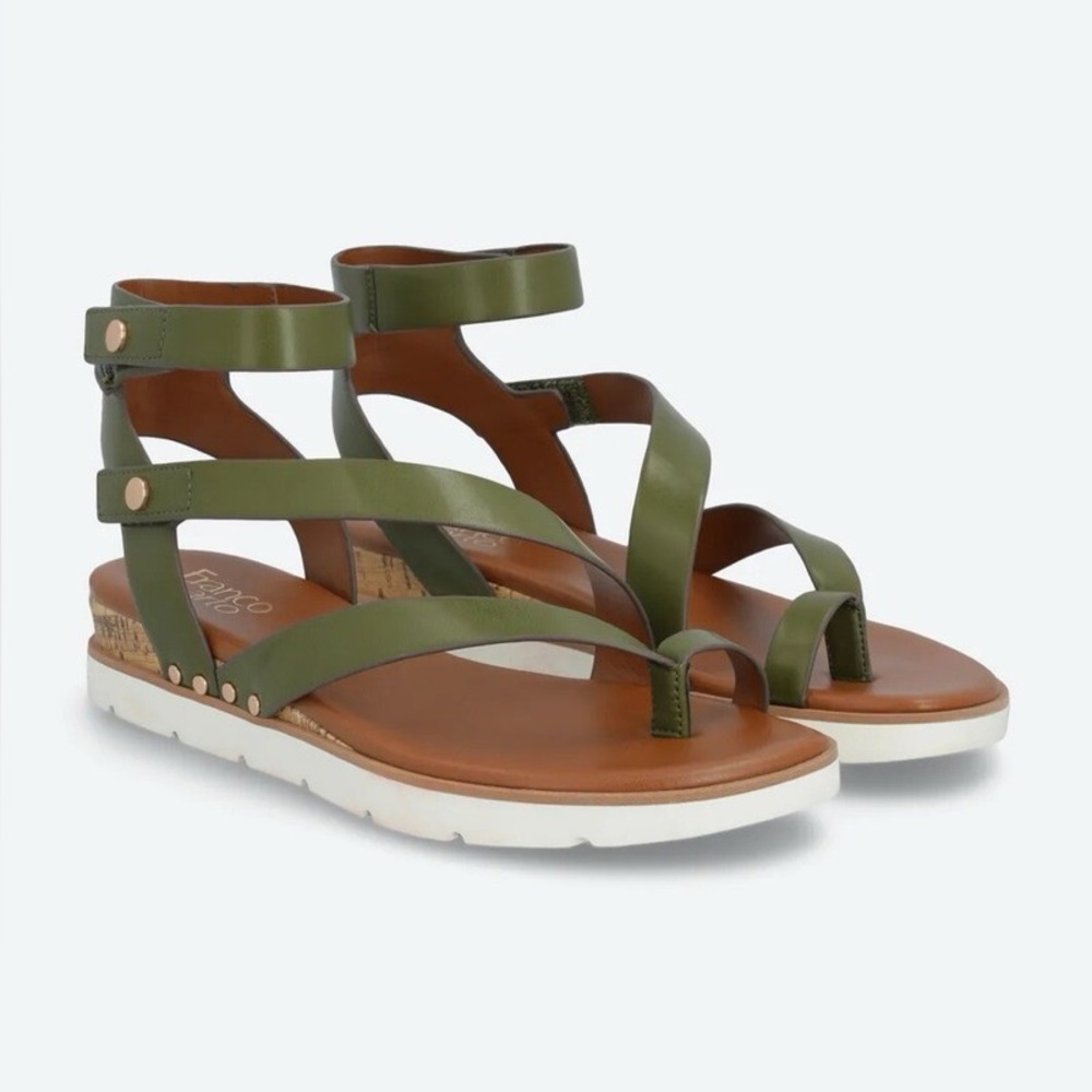 Olive Green Strappy Sandals-lightly worn